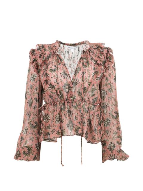 floral-print ruffled blouse
