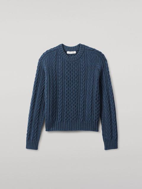Aran Cable Navy Cashmere Jumper
