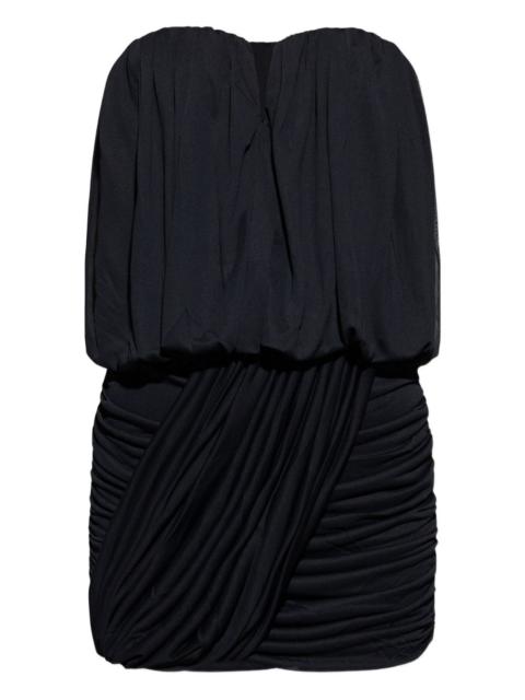 strapless pleated dress