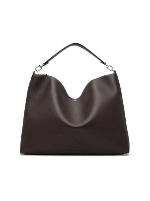 Brown Bevel Grained-Leather Tote