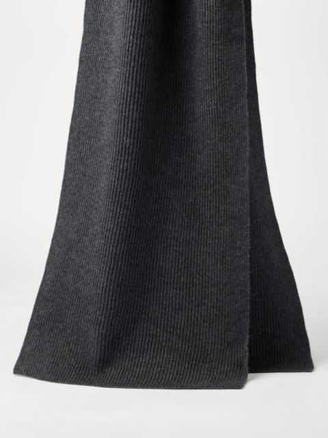 Cashmere English rib knit scarf