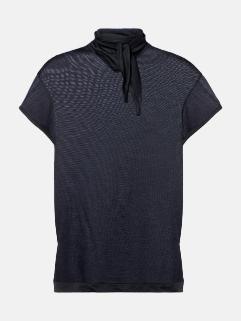 Scarf-detail jersey top