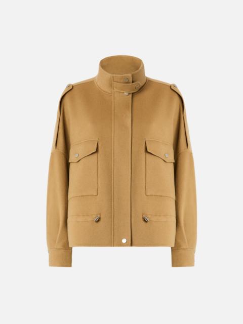 DOUBLE CLOTH PEA COAT WITH HIGH COLLAR