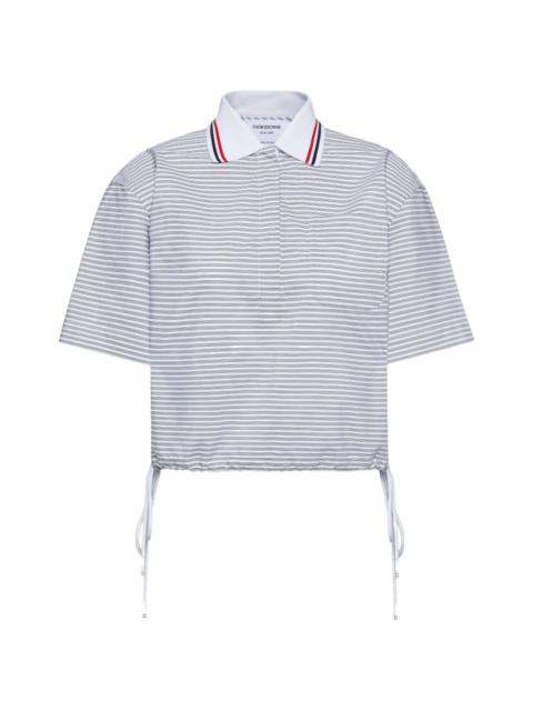 4-bar striped poplin polo top