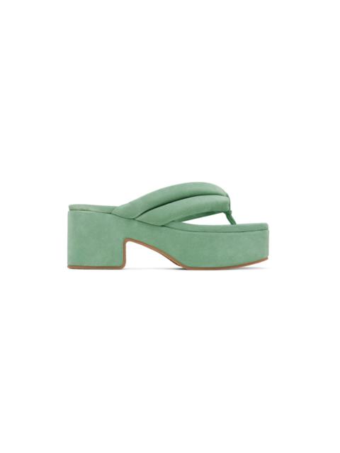 Green Platform Thong Sandals
