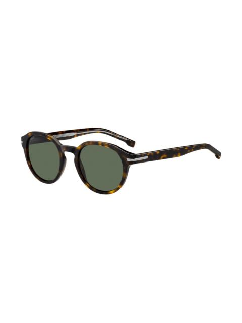 PATTERNED-ACETATE SUNGLASSES WITH SILVER-TONE HINGES