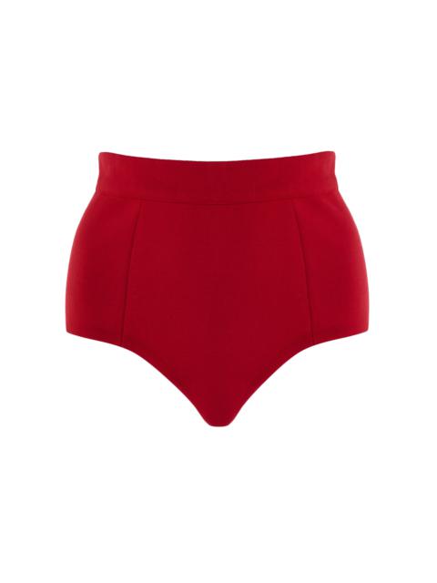 Knit Cotton-Blend Boy Shorts red