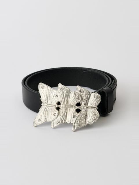 Butterfly Belt Oily Black Leather