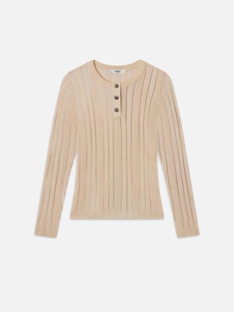 Laddered Rib Henley in Cream