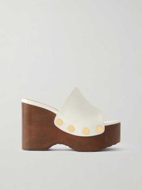 60 Studded Suede Platform Wedge Mules