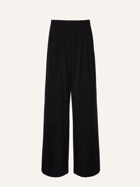 Wide-leg wool trousers in black