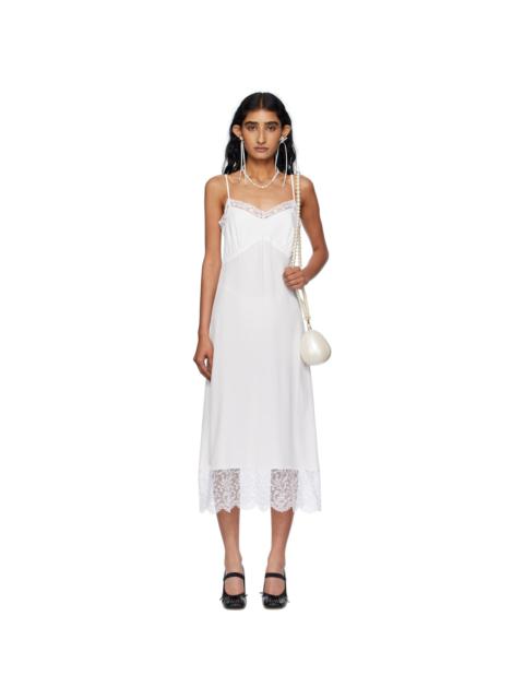 Off-White Deep Lace Trim Slip Midi Dress