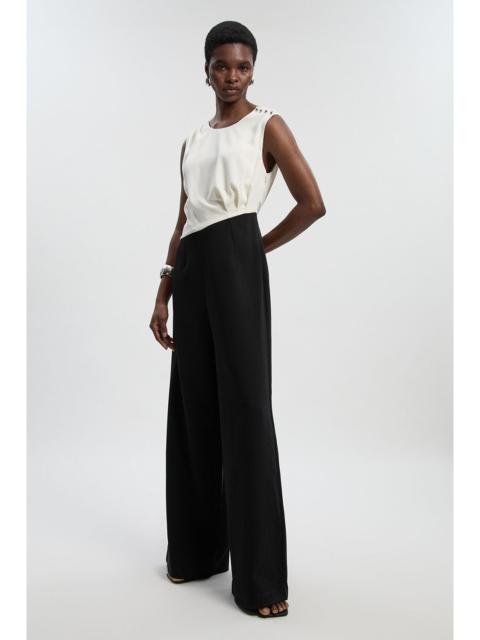 Soft Tailored Asymmetric Neck Wide Leg Jumpsuit