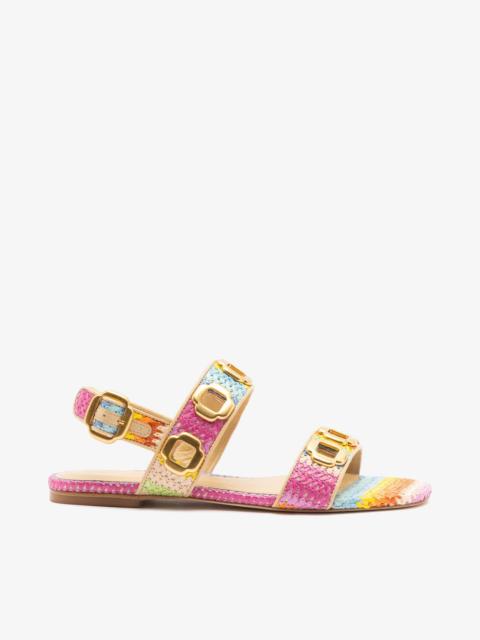Milan Flat Sandal Rainbow Raffia