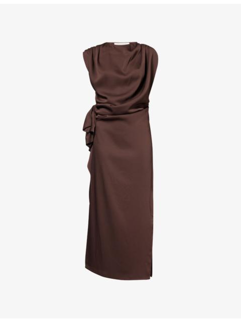 Elowyn Draped Woven Midi Dress