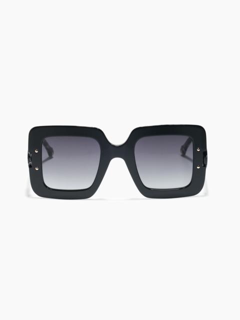 Square Frame Sunglasses with Contrast Temples