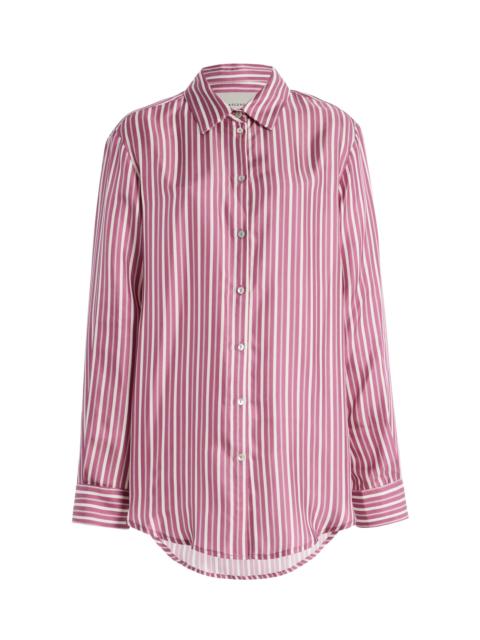 London Relaxed Striped Silk Shirt pink