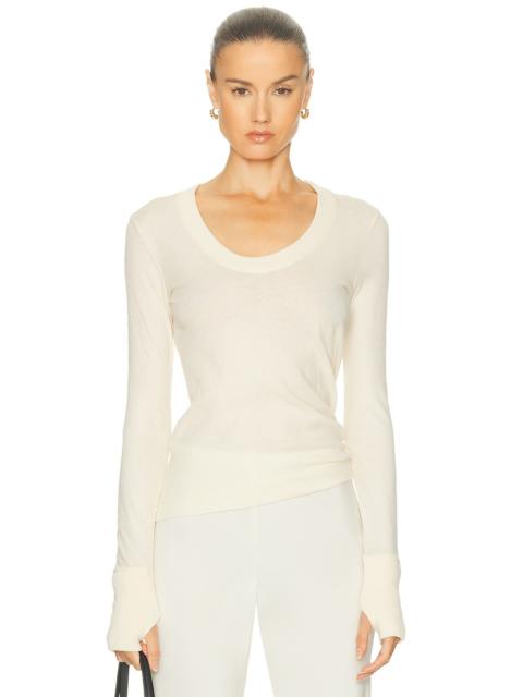 Cashmere Easy Cuffed U Neck Top