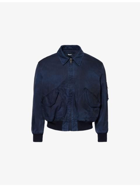 Pointed-Collar Padded Cotton-And-Silk Jacket