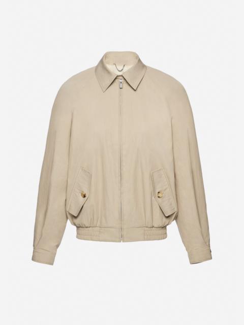 Cotton zip-front jacket in beige