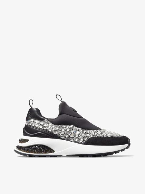 Memphis/F
Black Mix Neoprene and Leather Low Top Trainers with Crystal Embellishment