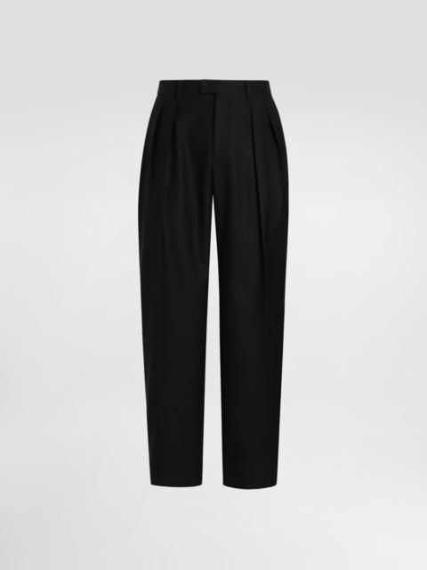 Wool gabardine trousers