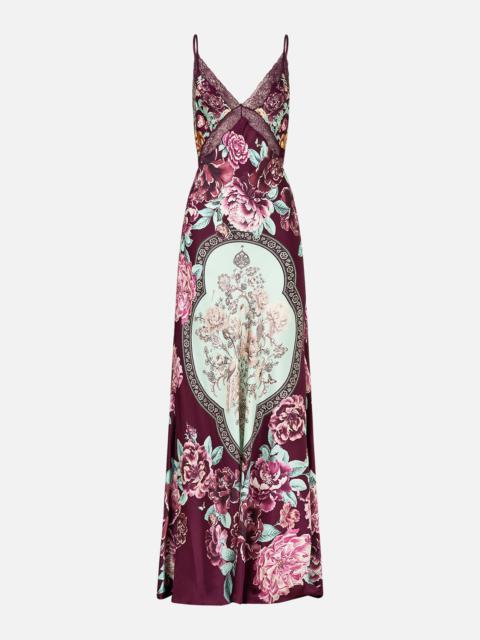 V-NECK LONG BIAS SLIP DRESS WITH TRAIN