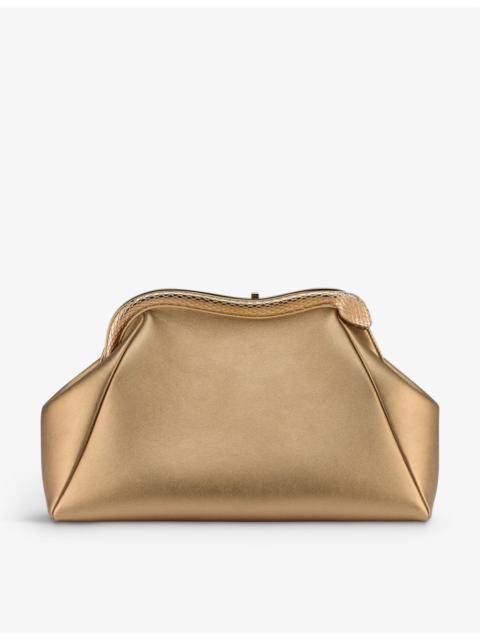 Serpentine leather clutch bag