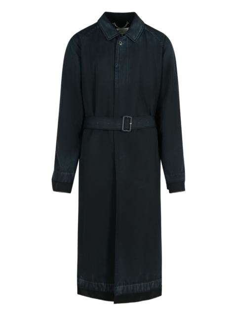 belted pointed-collar coat