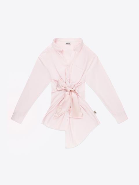 SATIN KNOT OXFORD SHIRT DRESS