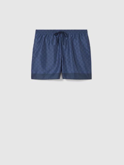 Printed technical poplin swim shorts