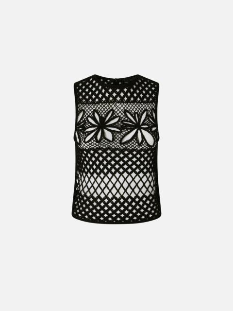 PERFORATED CROCHET SLEEVELESS TOP