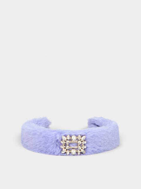 Broche Vivier Buckle Hair Band in Faux Fur