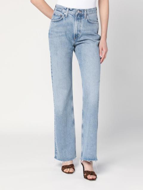 Faded light blue jeans in regenerated denim
