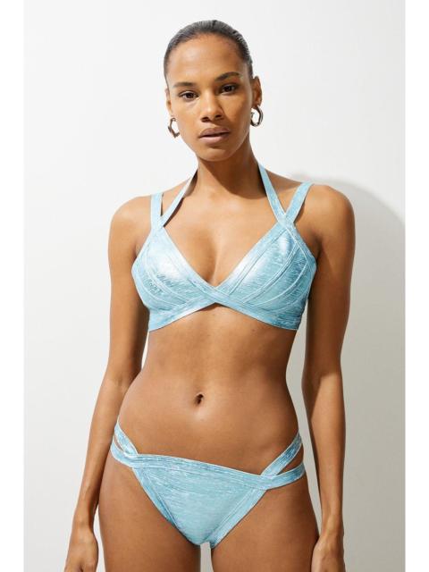 Foiled Bandage Double Strap Bikini Bottoms