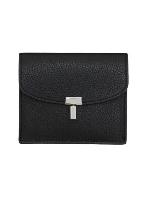 Black T-Lock Grained-Leather Card Holder