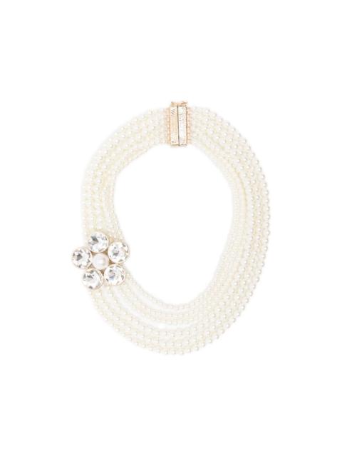 Matera floral-appliqué pearl necklace