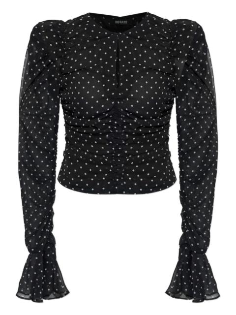 polka-dot ruched blouse
