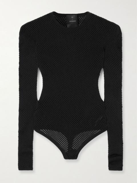 + RHW Web wool-blend fishnet bodysuit Black