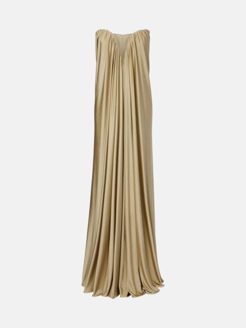 Olivienne pleated strapless gown