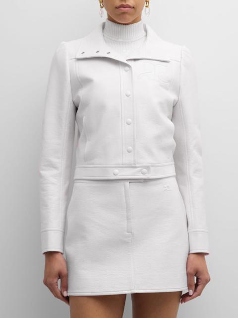 Textured Vinyl Crop Jacket