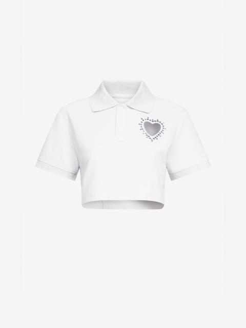 CRYSTAL HEART CUTOUT CROPPED POLO