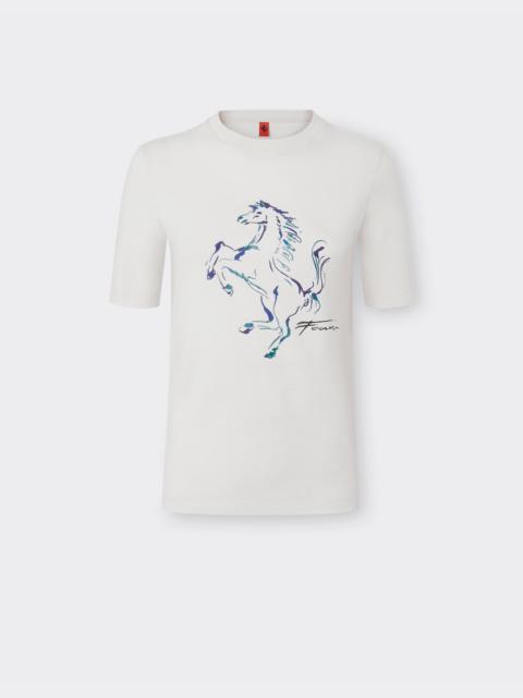 T-shirt with Prancing Horse graphic