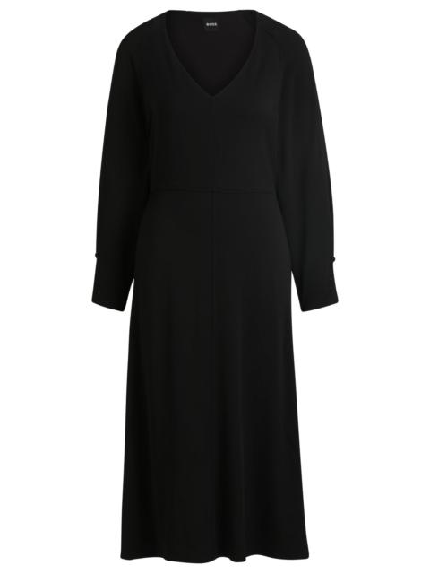 V-NECK DRESS WITH BUTTON CUFFS