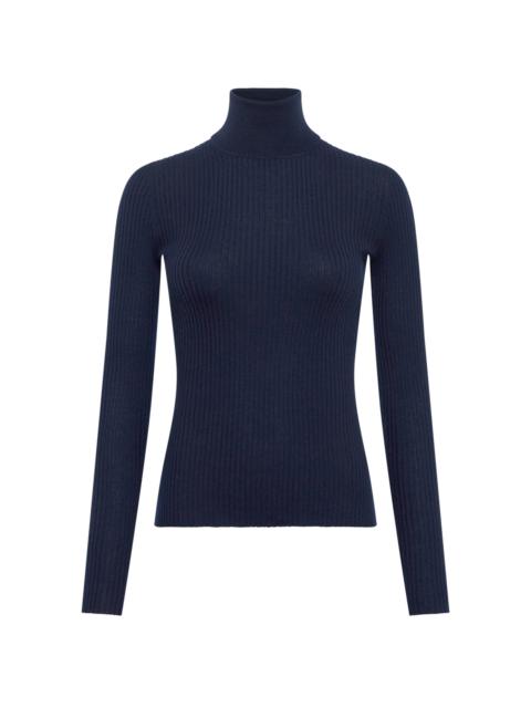 Peppe Cashmere-Silk Turtleneck Top navy
