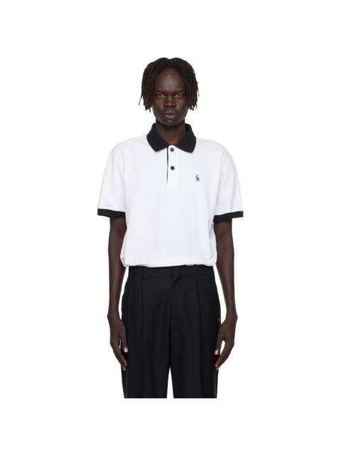 White 'EWB' Embroidered Polo