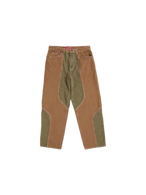 Supreme 2 Tone Paneled Baggy Jean Brown