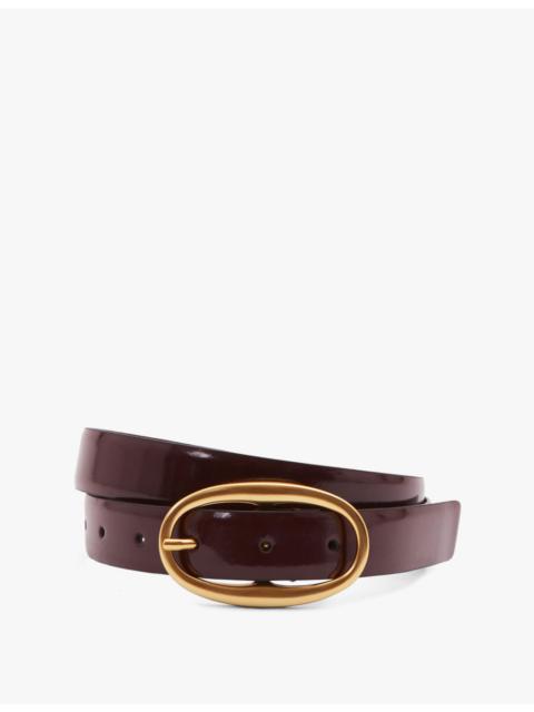 Drew oval-buckle patent-leather belt