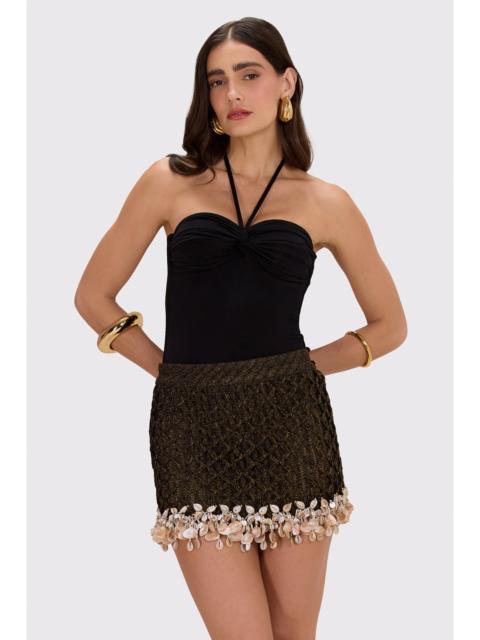 BEADED MESH MINI SKIRT