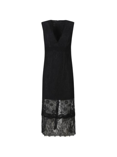 V-neck lace midi dress